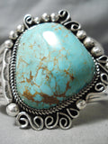 Astounding Vintage Native American Navajo Royston Turquoise Sterling Silver Bracelet Old-Nativo Arts