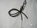 So Detailed! Native American Navajo Horny Toad Sterling Silver Turquoise Bolo Tie-Nativo Arts