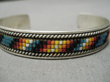 Striming Intricate Vintage Native American Navajo Turquoise Bead Sterling Silver Bracelet-Nativo Arts