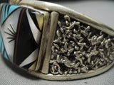 Important Tommy Jackson Vintage Native American Navajo Turquoise Inlay Sterling Silver Bracelet-Nativo Arts