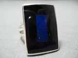 Fabulous Zuni Lapis Sterling Silver Ring Native American-Nativo Arts