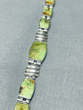 Native American Exquisite Vintage Southwest Gaspeite Sterling Silver Link Clasp Bracelet-Nativo Arts