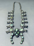 Museum Vintage Native American Navajo Royston Turquoise Sterling Silver Squash Blossom Necklace-Nativo Arts