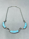 Gorgeous Vintage Native American Navajo Blue Gem Turquoise Sterling Silver Choker Necklace-Nativo Arts