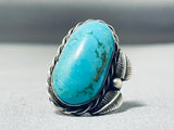 Turquoise Leaves Authentic Vintage Native American Navajo Sterling Silver Ring-Nativo Arts
