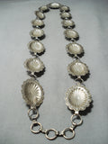 Very Rare Vintage Native American Navajo Sterling Ilver Gaspeite Concho Belt Old-Nativo Arts