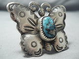 Fantastic Navajo Kingman Turquoise Sterling Silver Ring Native American-Nativo Arts