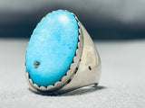Outstanding Vintage Native American Navajo Kingman Turquoise Sterling Silver Ring-Nativo Arts