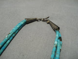 Museum Quality Vintage Native American Navajo Turquoise Heishi Sterling Silver Necklace Old-Nativo Arts