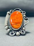 Huge Signed Vintage Native American Navajo Spiny Oster Sterling Silver Ring-Nativo Arts