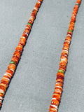 Native American Very Long Rare Vintage Santo Domingo Shell Turquoise Sterling Silver Necklace-Nativo Arts