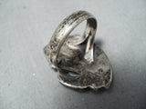 Native American Very Rare Julius Eustace Coral Cochiti Sterling Silver Ring Old-Nativo Arts