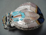 Fabulous Native American Zuni Mother Of Pearl & Turquoise Sterling Silver Bracelet-Nativo Arts