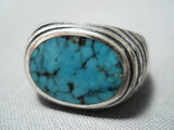 Intricate Spiderweb Turquoise Vintage Men's Native American Navajo Sterling Silver Ring-Nativo Arts