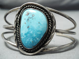 Magnificent Vintage Native American Navajo Old Kingman Turquoise Sterling Silver Bracelet-Nativo Arts