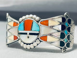 One Of The Best Ever Vintage Native American Zuni Sterling Silver Inlay Bracelet Old-Nativo Arts