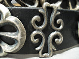 Heavy Older Vintage Native American Navajo Old Deposit Turquoise Sterling Silver Concho Belt-Nativo Arts