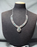 Phenomenal Vintage Native American Navajo Sleeping Beauty Turquoise Sterling Silver Necklace-Nativo Arts