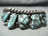 Rare Vintage Native American Navajo Pilot Mountain Turquoise Sterling Silver Bracelet Old-Nativo Arts