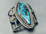 Symbolic Toad And Morenci Turquoise Vintage Native American Navajo Sterling Silver Bracelet-Nativo Arts