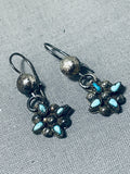 Exquisite Vintage Native American Zuni Blue Gem Turquoise Inlay Sterling Silver Earrings-Nativo Arts