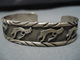 Astonishing Vintage Native American Navajo Francis Sterling Silver Kokopelli Bracelet Old-Nativo Arts