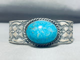 Domed Protruding Mystical Native American Navajo Turquoise Sterling Silver Bracelet-Nativo Arts