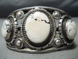 Best Vintage Native American Navajo White Buffalo Turquoise Stering Silver Bracelet-Nativo Arts