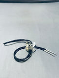 Fascinating Native American Navajo Sterling Silver Toad Signed Ben Benally Bolo-Nativo Arts