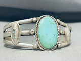Captivating Vintage Native American Navajo Pilot Mountain Turquoise Sterling Silver Bracelet-Nativo Arts