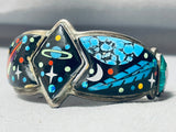 One Of The Most Detailed Outer Space Inlay Sterling Silver Bracelet-Nativo Arts