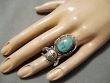 Detailed!! Vintage Native American Navajo Kachina Turquoise Sterling Silver Ring-Nativo Arts