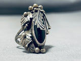 One Of A Kind Vintage Native American Navajo Black Onyx Sterling Silver Ring-Nativo Arts
