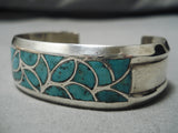 Exceptional Vintage Native American Navajo Turquoise Sterling Silver Bracelet Old-Nativo Arts