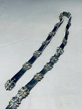 For Jeans! Vintage Native American Navajo Hand Tooled Sterling Silver Turquoise Concho Belt-Nativo Arts