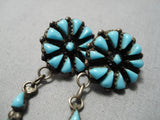 Marvelous Vintage Native American Navajo Teardrop Turquoise Sterling Silver Earrings Old-Nativo Arts