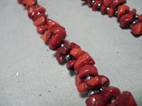 Stunning Navajo Coral And Hematite Sterling Silver Necklace Native American-Nativo Arts