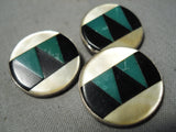 Marvelous Vintage Native American Navajo Turquoise Sterling Silver Buttons Old-Nativo Arts