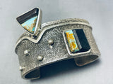 Heavy 151 Gram Vintage Native American Navajo Turquoise Sterling Silver Inlay Bracelet-Nativo Arts
