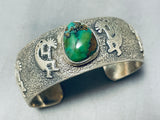 Very Rare Turquoise Vintage Native American Navajo Damale Sterling Silver Kokopelli Bracelet-Nativo Arts