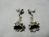 Quality Vintage Native American Navajo Snake Eyes Turquoise Sterling Silver Earrings Old-Nativo Arts