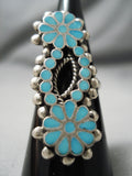 Intricate Important Vintage Zuni Native American Turquoise Sterling Silver Ring-Nativo Arts