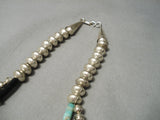 Rare! Vintage Native American Navajo Turquoise Heishi Sterling Silver Squash Blossom Necklace-Nativo Arts
