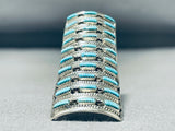 One Of The Tallest Vintage Native American Turquoise Sterling Silver Ring-Nativo Arts