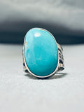Incredible San Felipe Signed Kingman Turquoise Sterling Silver Ring-Nativo Arts
