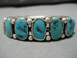 Amazing Rue Rose Vintage Native American Navajo Turquoise Sterling Silver Bracelet Old Cuff-Nativo Arts