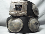 Early Heavy Vintage Native American Navajo Hand Tooled Sterling Silver Concho Belt Old-Nativo Arts