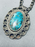 Southwest Amazing Blue Gem Turquoise Sterling Silver Necklace-Nativo Arts