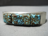 Statement Vintage Native American Navajo Cubed #8 Turquoise Sterling Silver Bracelet Old-Nativo Arts