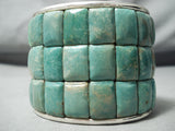 Heavy Thick!! Native American Royston Turquoise Inlay Sterling Silver Bracelet-Nativo Arts